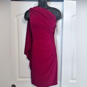 NWT! “Ralph Lauren” Elegant One-Shoulder Red Dress